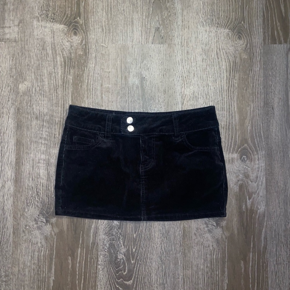 black mini corduroy skirt ♡
